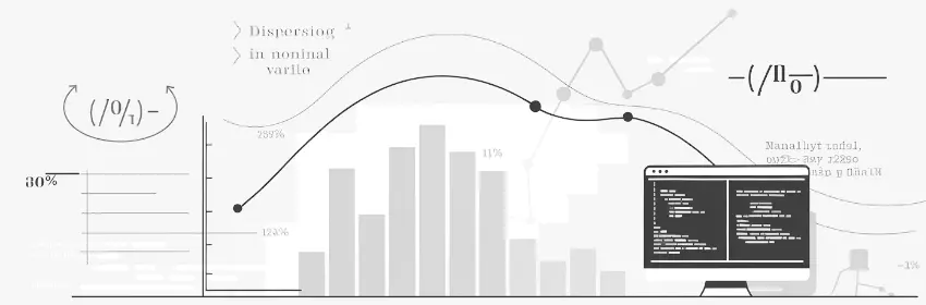 Gráfica de dispersión en variables cualitativas con código en pantalla y curvas estadísticas, representando análisis en R.