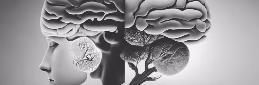Representación mental y consciencia en ilustración del cerebro humano
